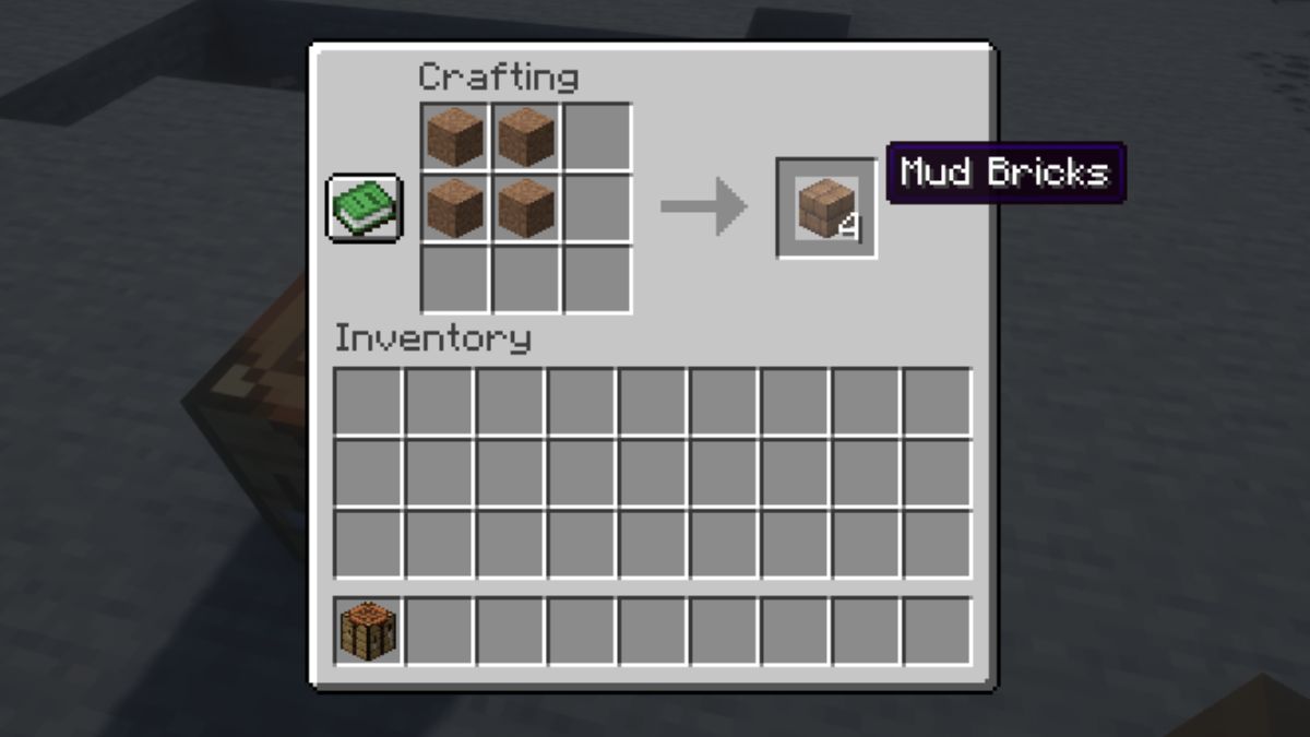 Mud Bricks Crafting Recipe in Minecraft