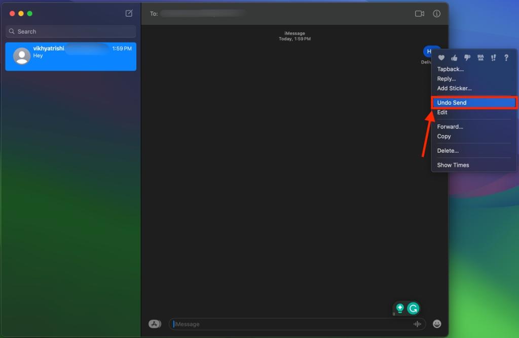 undo send a message on Mac