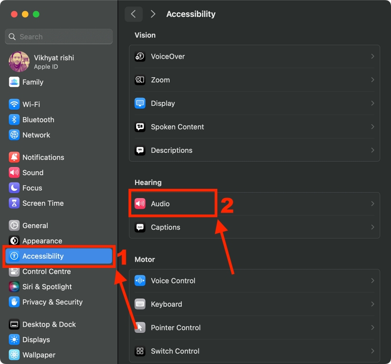 Accessibility Settings on Mac