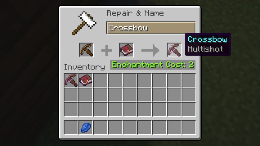 Minecraft Crossbow Multishot enchantment