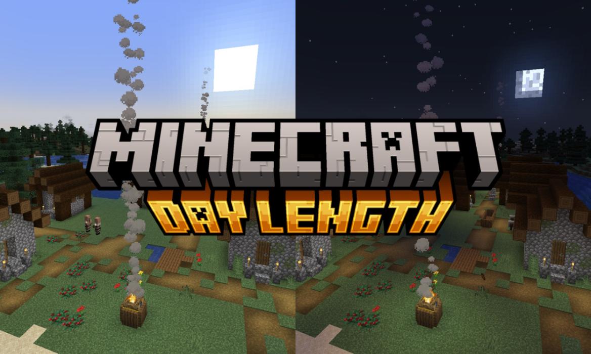 The image of a taiga village but during the day and during the night side by side