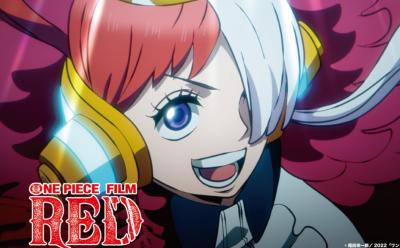 one piece film red poster with uta and logo