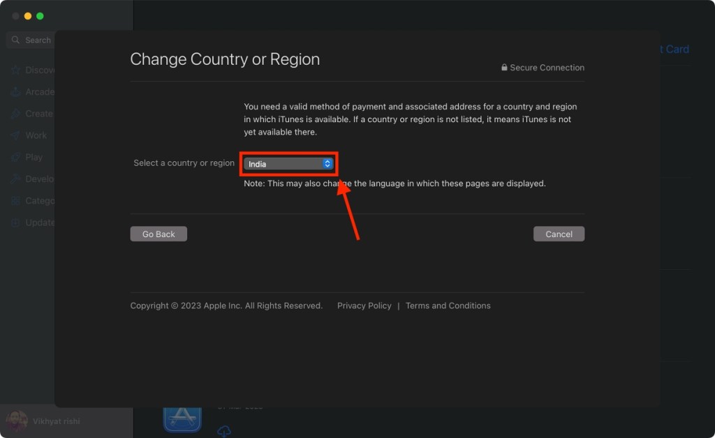 Choose the country