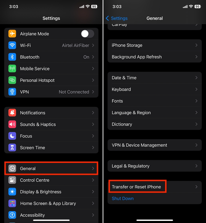 transfer or reset iPhone
