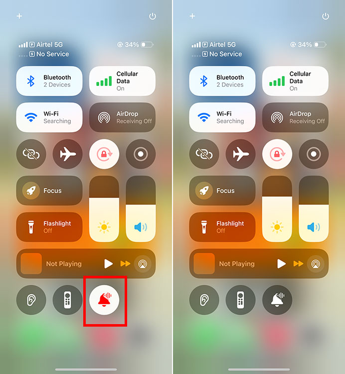 Announce Notifications icon in the control center on iPhone