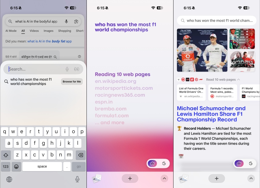 Arc Browser Search Page Screenshots