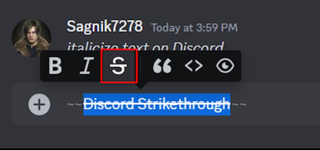 Discord Strikethrough text on Desktop app and web version