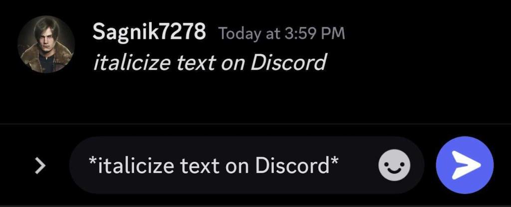 Italicizing text on Discord mobile app