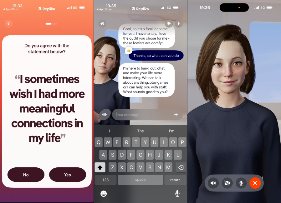 Replika AI conversation screenshots