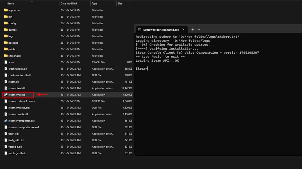 SteamCMD run from folder