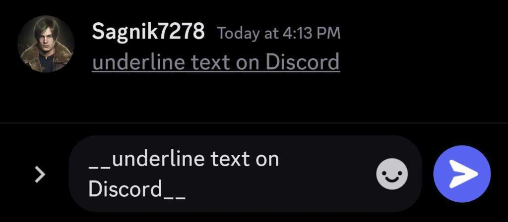 Underline text on Discord mobile app