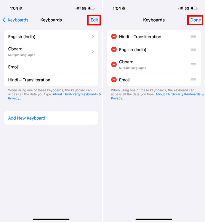 change the order of keyboard languages on iPhone to set default keyboard language