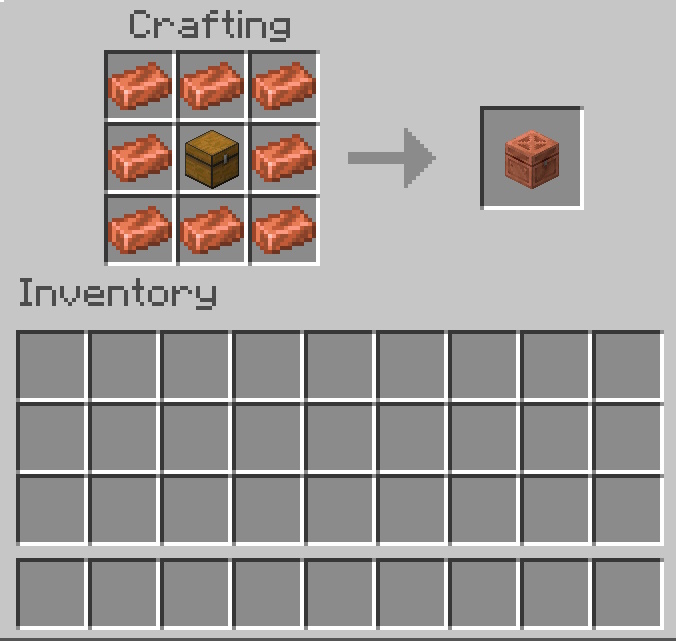 crafting recipe for a copper chest in minecraft
