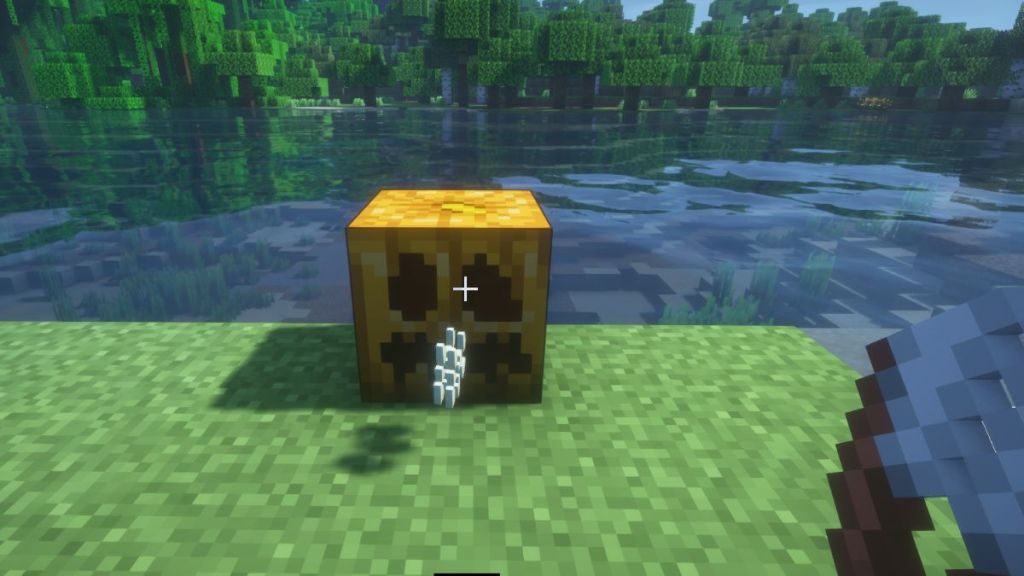 use shears to carve a pumpkin in minecraft