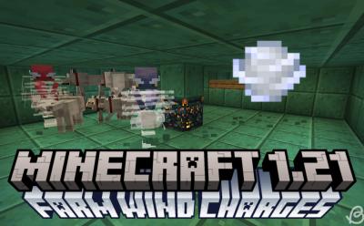 Tamed wolves attacking Breezes and farming wind charges in Minecraft 1.21