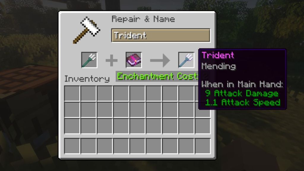 Repair Trident in Minecraft using Mending