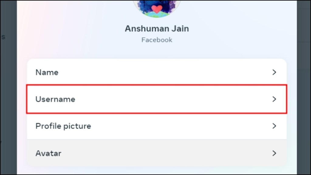 Click on Username option