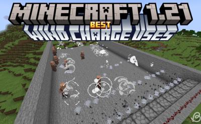Villagers getting shot by wind charge projectiles in Minecraft 1.21