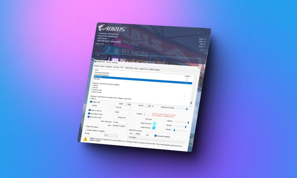 hwinfo new OSD overlay feature in beta update