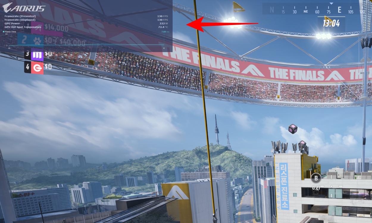 hwinfo overlay being used in a game to see system statistics and FPS
