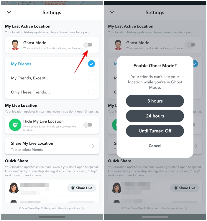Turn on Ghost Mode from Snap Map settings to hide your location 