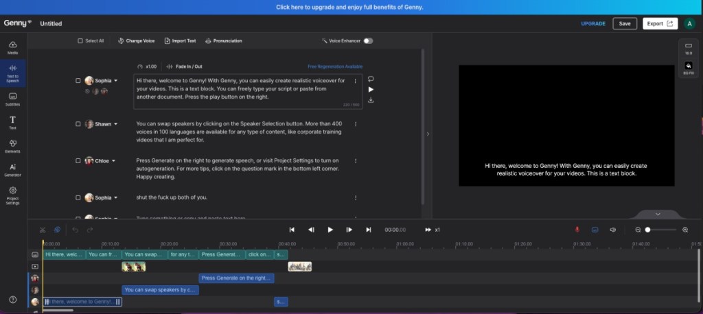 Lovo AI voice generator screenshot