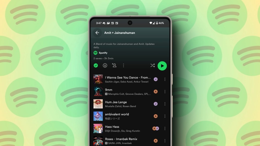 Spotify Blend Playlist preview