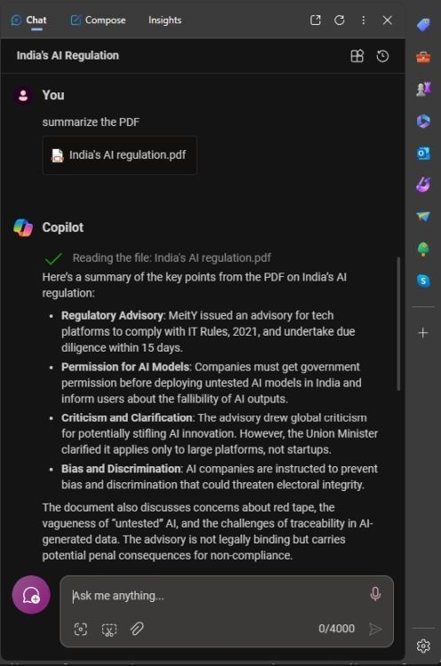 upload pdf and summarize it using windows 11 copilot