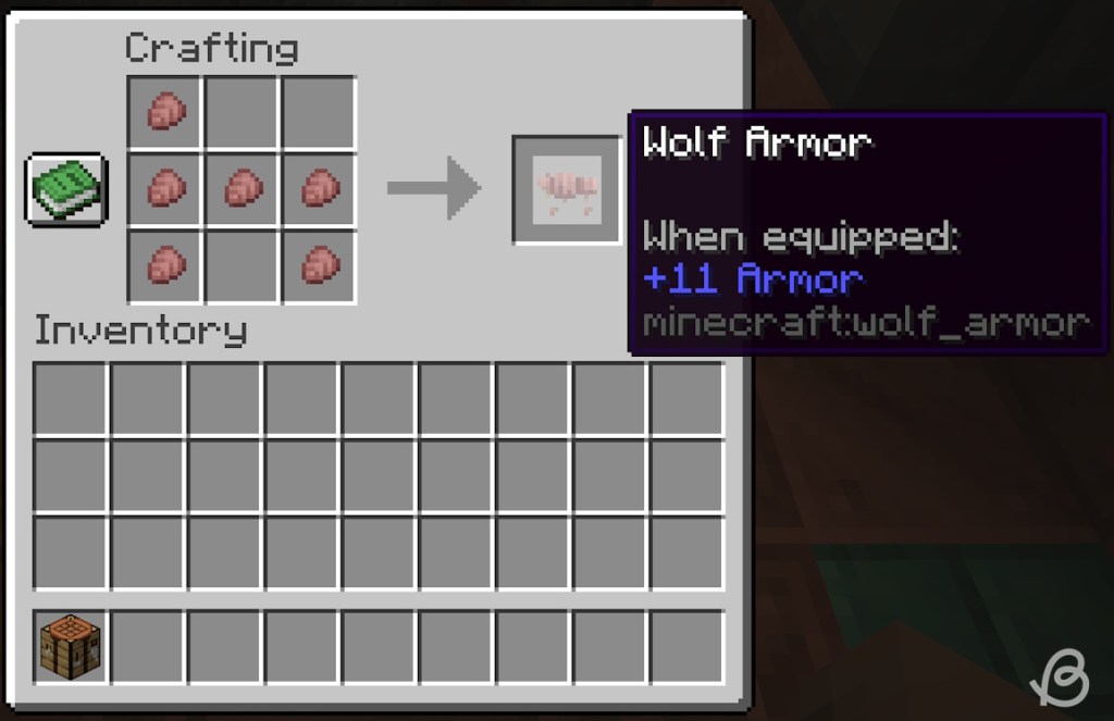 Minecraft wolf armor crafting recipe 