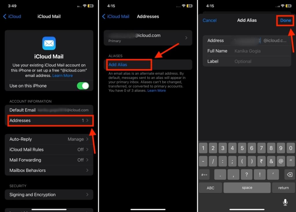 change email icloud iphone