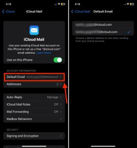 how to change default email on icloud mail