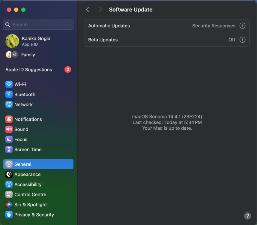 Check of macOS Updates