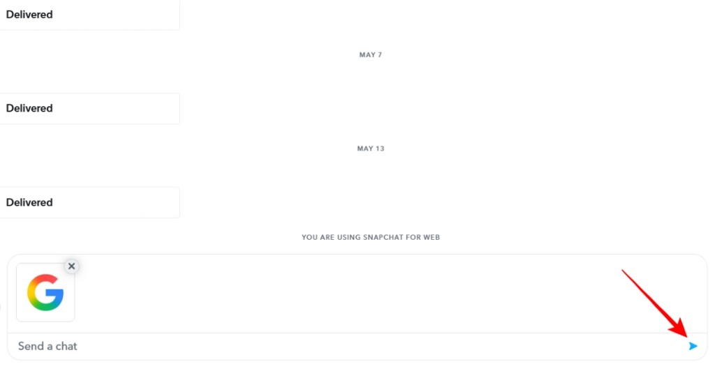 Click on the blue send icon to share an image