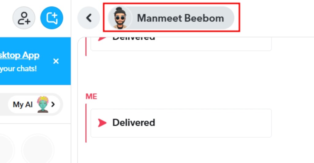 Click on your friends name in Snapchat Web conversation