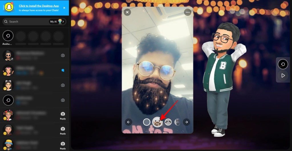 Click the Snapchat Shutter button