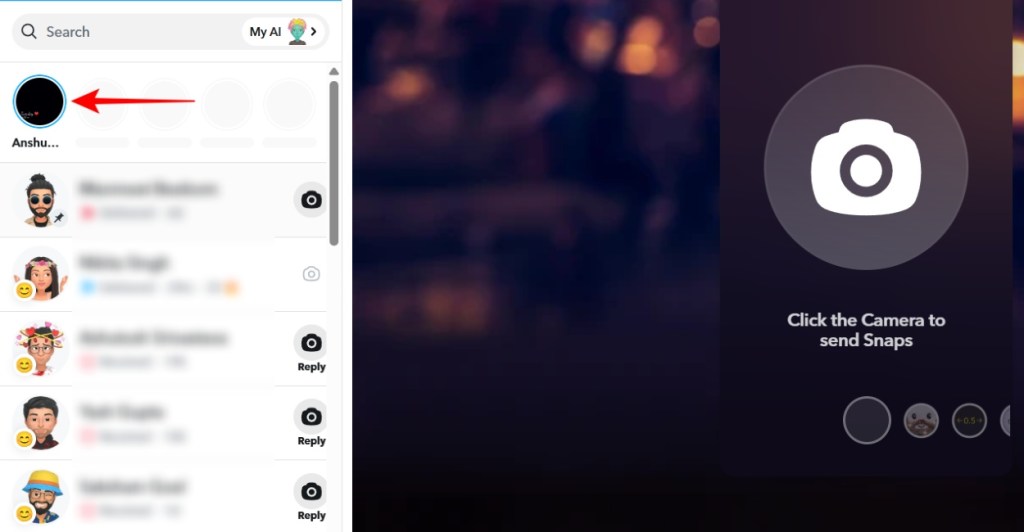 Open your friends story on Snapchat Web