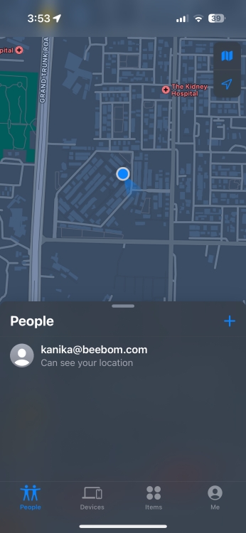 People Tab in Find My app