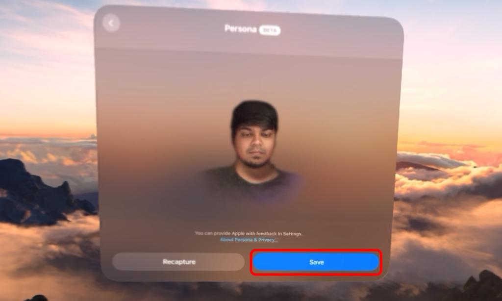 Saving a Persona on Apple Vision Pro