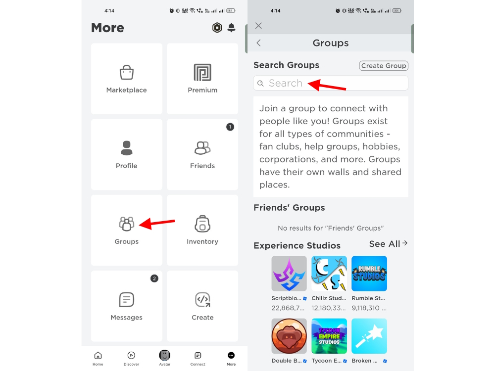 Search for the created group