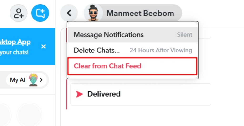 Select Clear from Chat Feed option