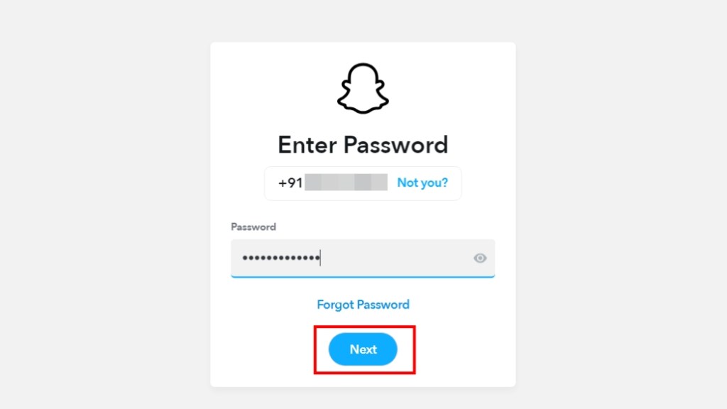 Snapchat Web login page