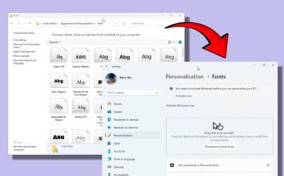 fonts page under control panel redirecting to windows 11 settings