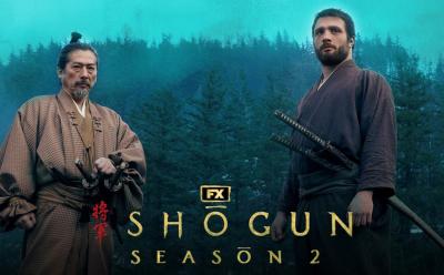 shogun season 2 poster featuring Toranaga and Blackthorne