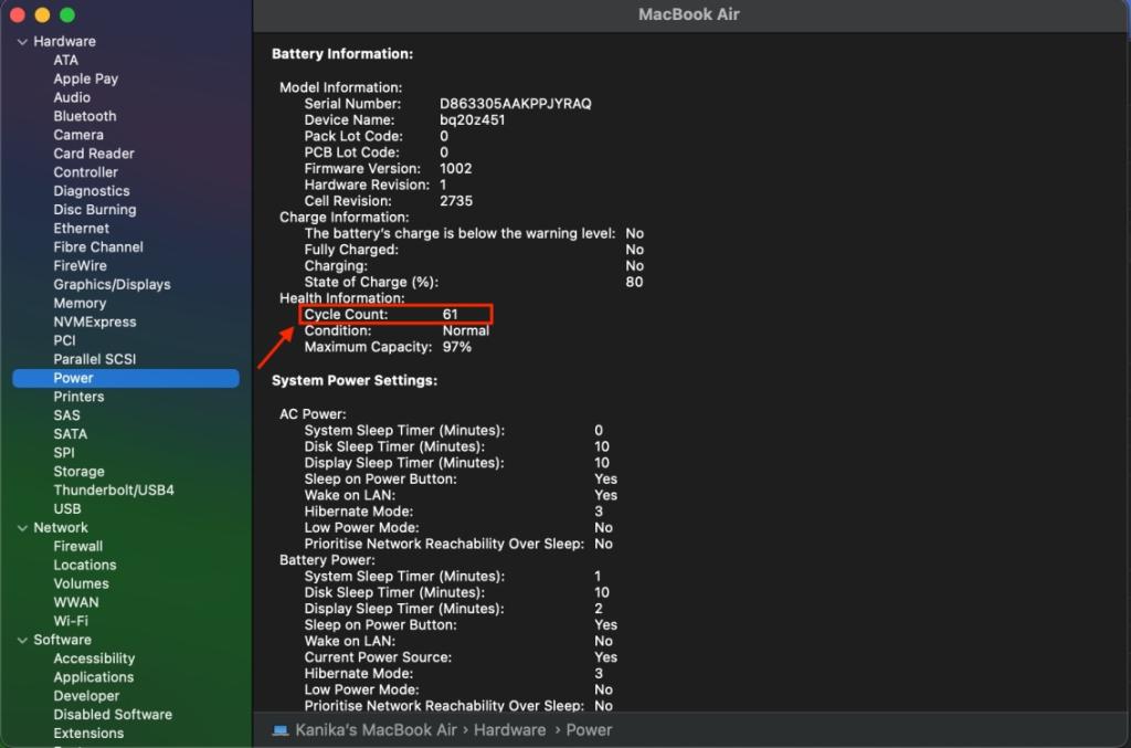 Check Battery Cycle on MacBook