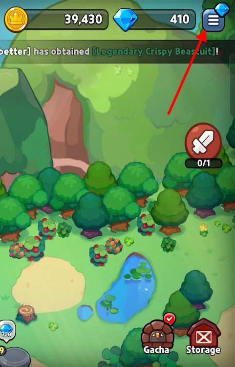 Cookie Run Kingdom Menu button 