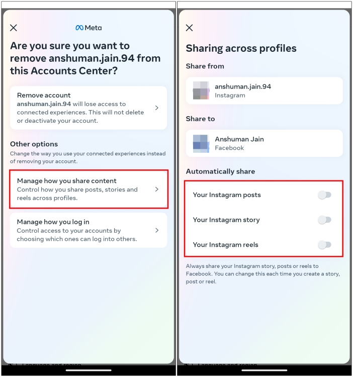 Disable Cross Platform Content Sharing