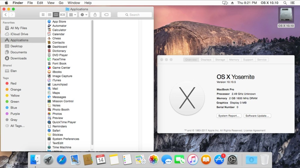 Mac screenshot showcasing the highlight software features of macOS version OS X 10.10