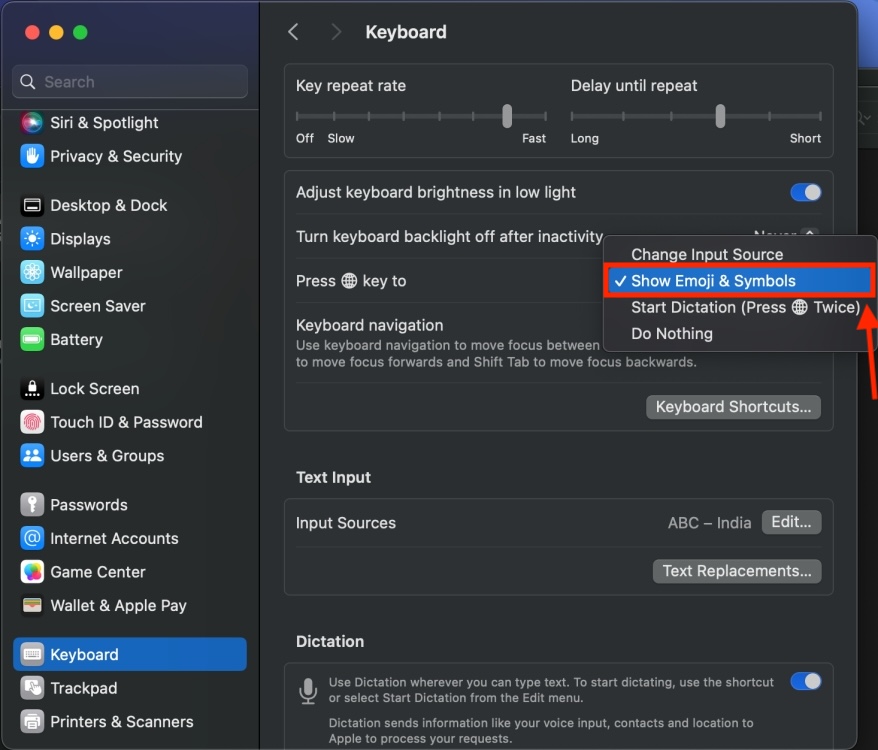 Use Function or Globe key to get Emoji on Mac