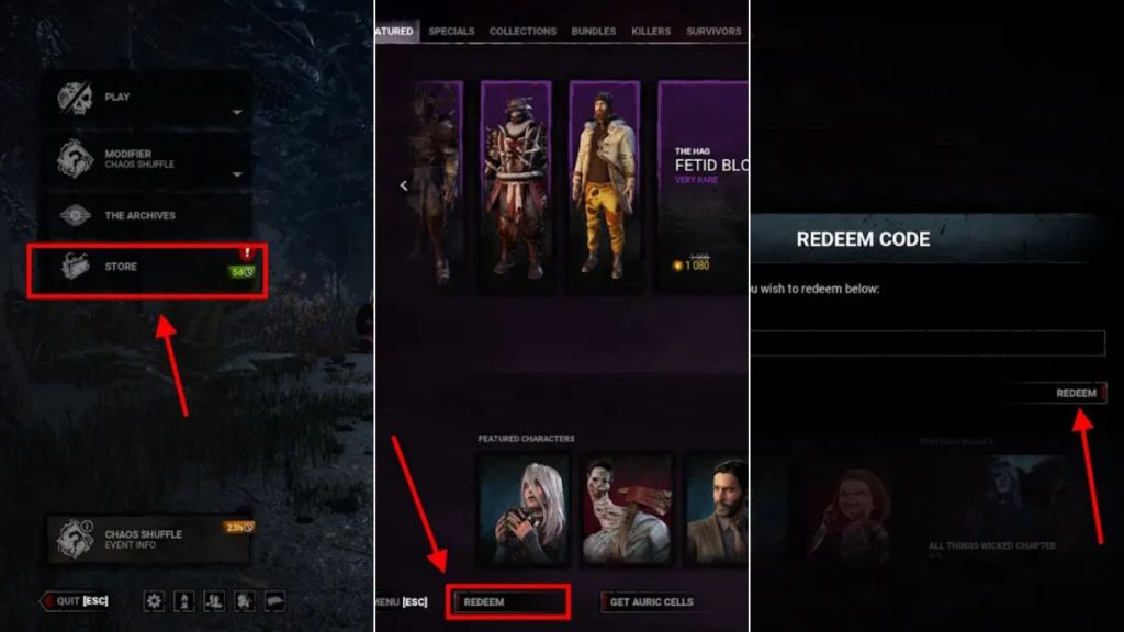 how to redeem dead by daylight codes