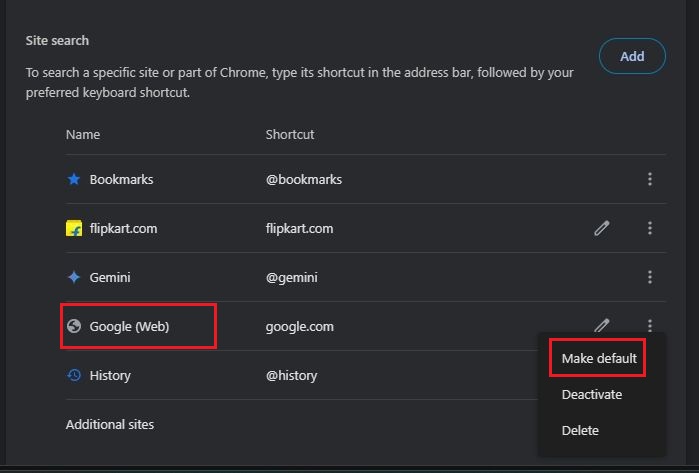 make default search engine in chrome